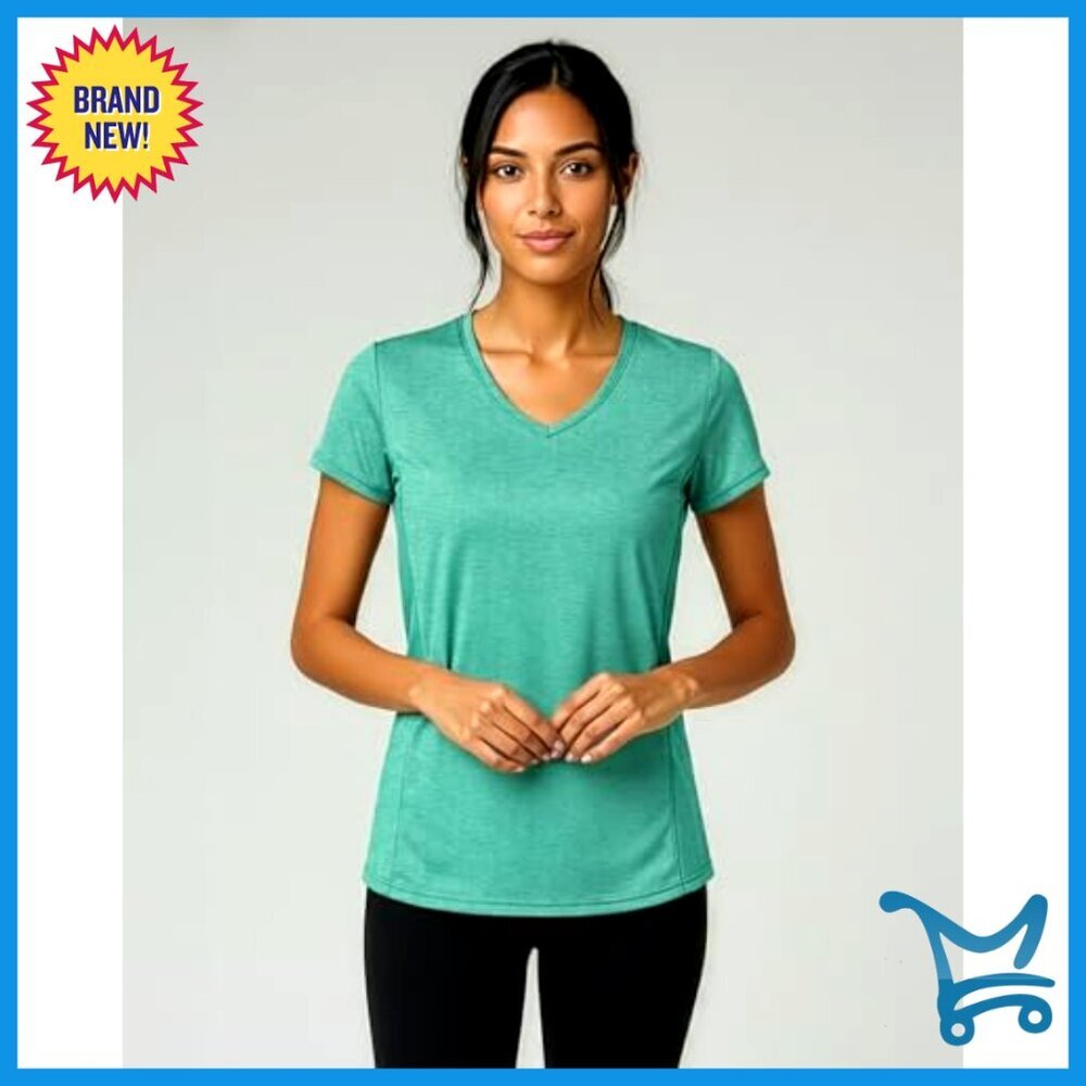 Women's Dry-Fit V-Neck Workout T-Shirts 5-Pack, Moisture-Wicking Activewear - Picture 2 of 7